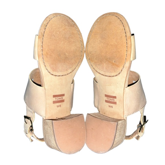Toms Poppy Tan Leather Stacked Heel Slingback Sandals Size 6 W - Picture 4 of 5